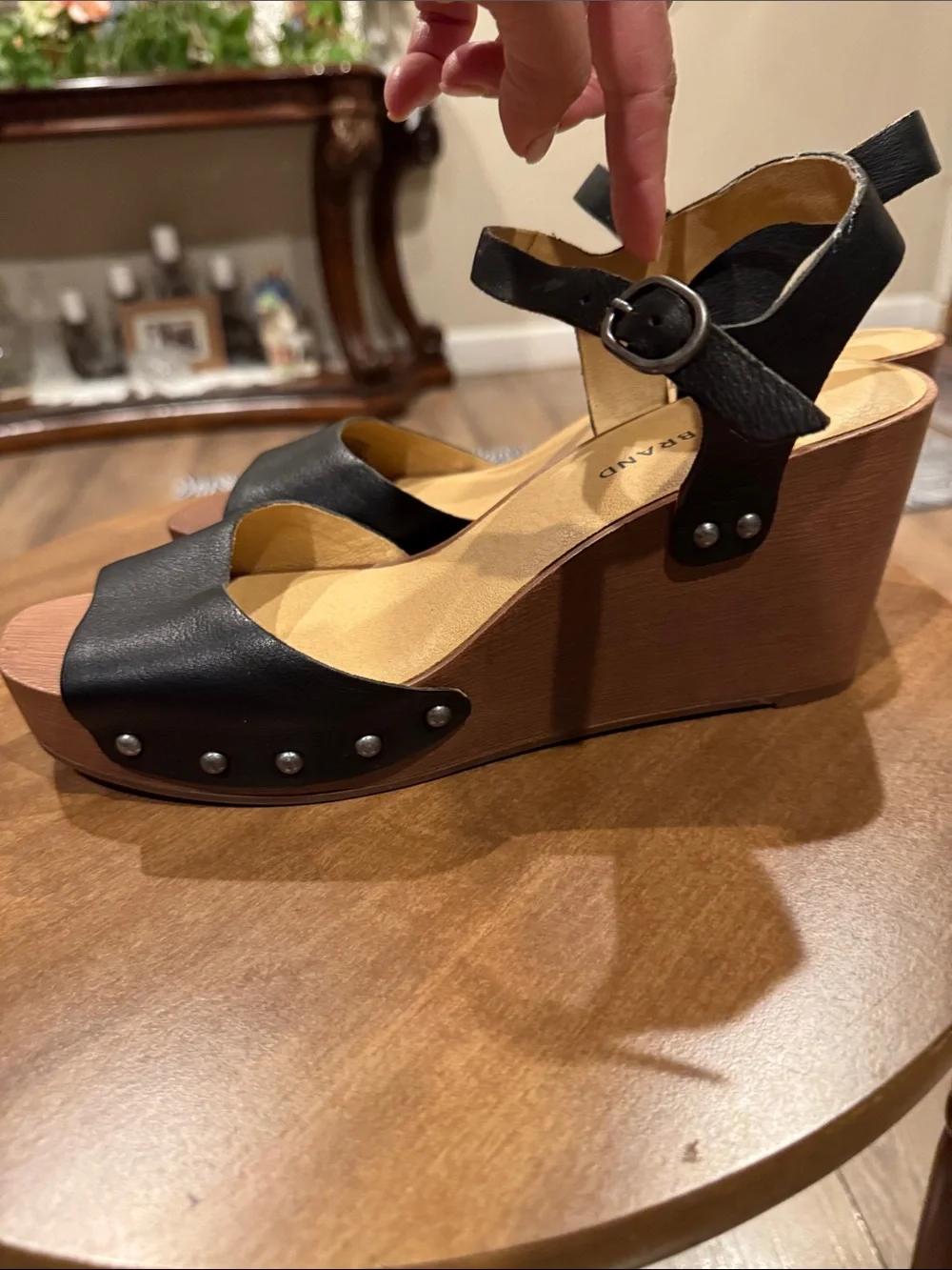 Lucky Brand Black Platform Ankle-Strap Sandals